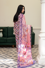 3-PC Unsttiched Embroidered Printed Lawn Zoya By Johra | JS-605