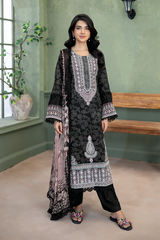 3-PC Unsttiched Embroidered Printed Lawn Serene By Johra | JS-657