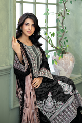 3-PC Unsttiched Embroidered Printed Lawn Serene By Johra | JS-657