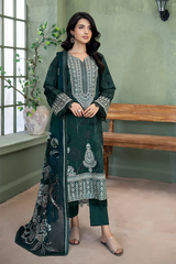 3-PC Unsttiched Embroidered Printed Lawn Serene By Johra | JS-659