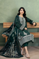 3-PC Unsttiched Embroidered Printed Lawn Serene By Johra | JS-659