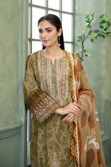 3-PC Unsttiched Embroidered Printed Lawn Serene By Johra | JS-661