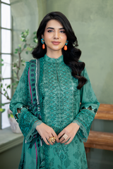 3-PC Unsttiched Embroidered Printed Lawn Serene By Johra | JS-662