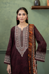 3-PC Unsttiched Embroidered Printed Lawn Serene By Johra | JS-663