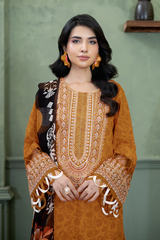 3-PC Unsttiched Embroidered Printed Lawn Serene By Johra | JS-664