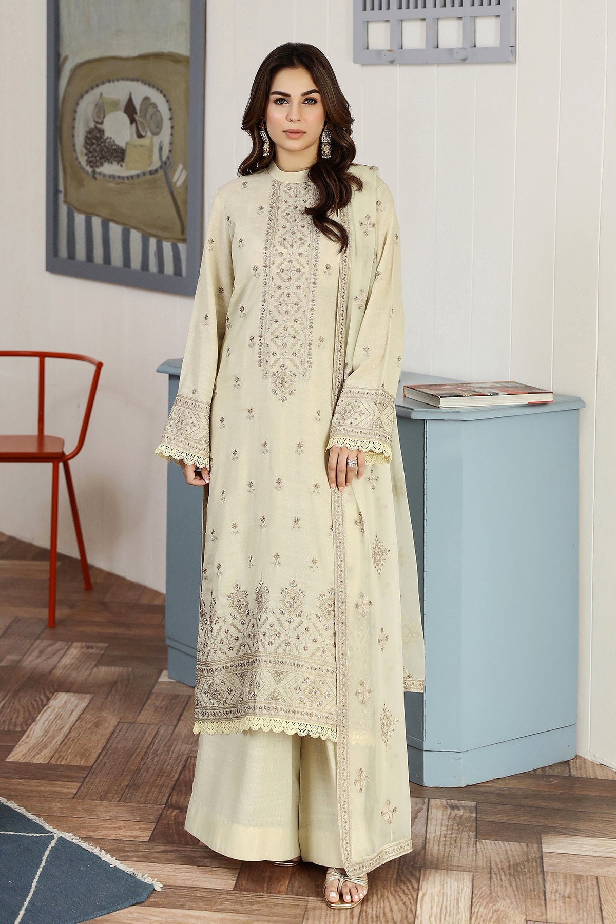 KR-113 | 3Pc Unstitched Suit Winter (Apana) Noor-E-Fajar By Raeesa Premium