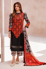 CP4-60 | 3Pc Unstitched Suit Printed Lawn Black Edition Vol-07 C-Prints By Charizma