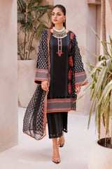 CP4-61 | 3Pc Unstitched Suit Printed Lawn Black Edition Vol-07 C-Prints By Charizma