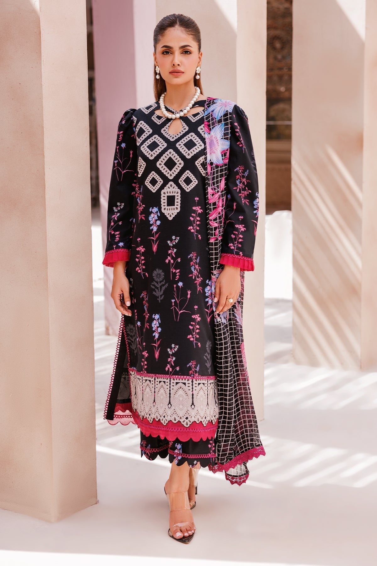 CP4-64 | 3Pc Unstitched Suit Printed Lawn Black Edition Vol-07 C-Prints By Charizma