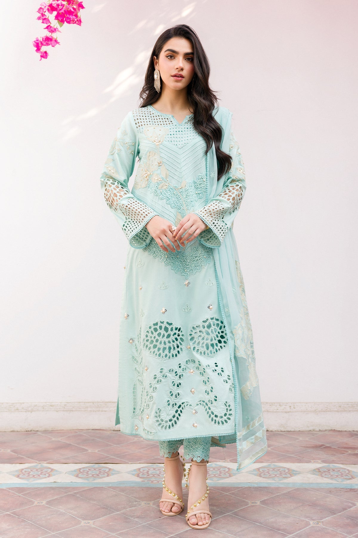 ED4-12 | 3Pc Unstitched Suit Embroidered Lawn Collection Eid Edit By Charizma