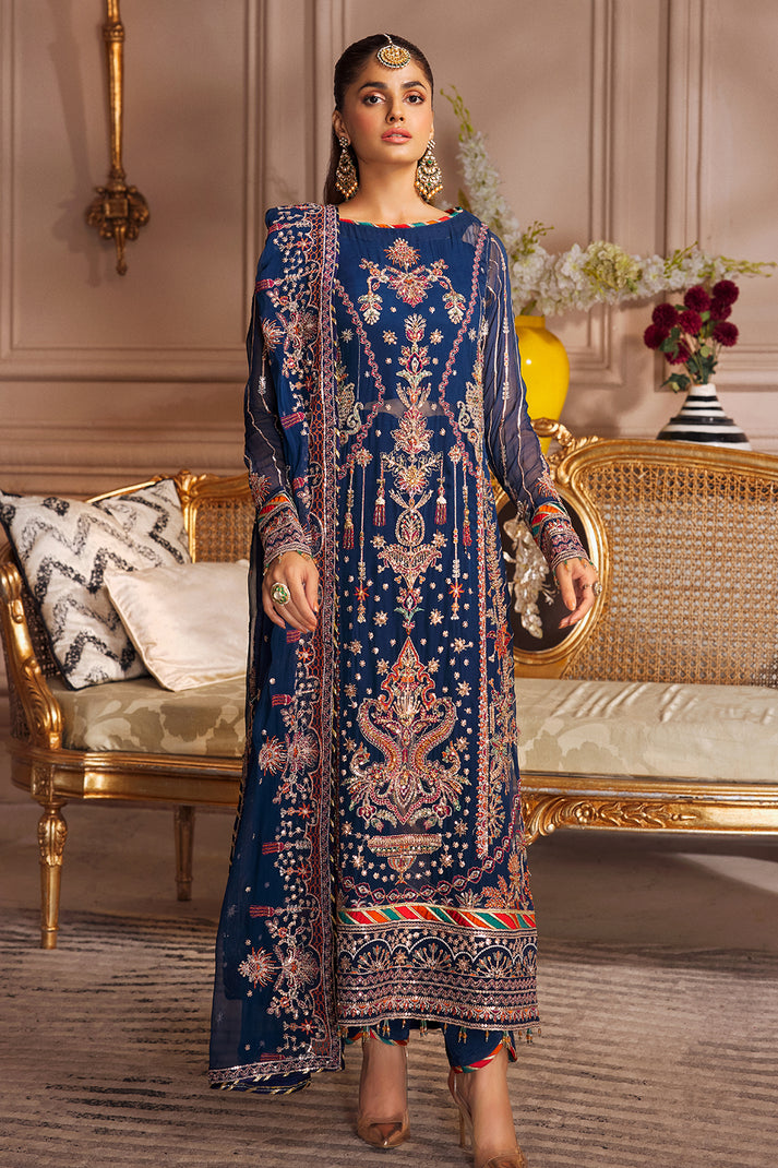 3-PC Unstitched Chiffon Embroidered Express By Emaan Adeel | EL-02