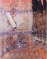3-PC Unstitched Embroidered Neckline Lawn | E-01