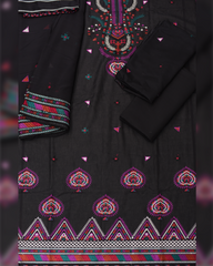 3-PC Unstitched Embroidered Shirt Bamber Crinkle Embroidered Dupatta | BA-5