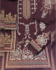 3-PC Unstitched Briza Lawn Aari work | 01