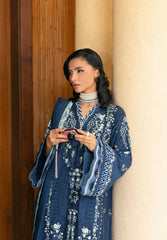 3-PC Unstitched Embroidered Karandi Luxury Winter Collection By Elaf Premium | EWK-3B AQUELUNE