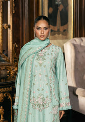 3-PC Unstitched Embroidered Karandi Luxury Winter Collection By Elaf Premium | EWK-5B FLORAZURE