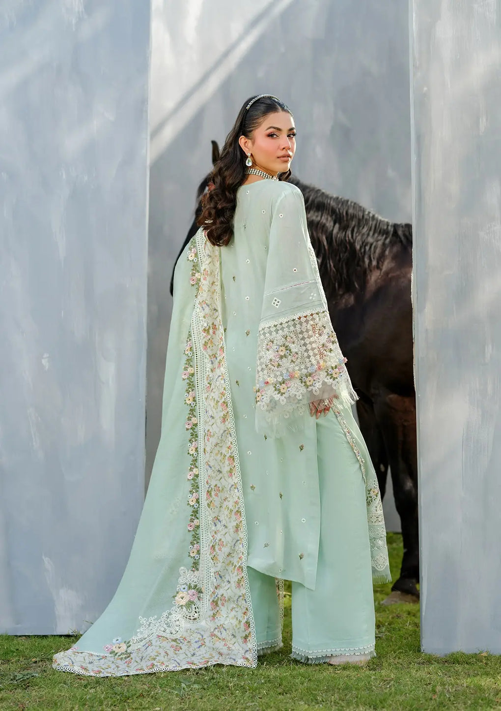 3-PC Unstitched Embordered Luxury Lawn By Elaf | ELH-4B
