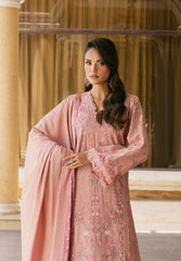 3-PC Unstitched Embroidered Karandi Luxury Winter Collection By Elaf Premium | EWK-3A DUSTYROSE