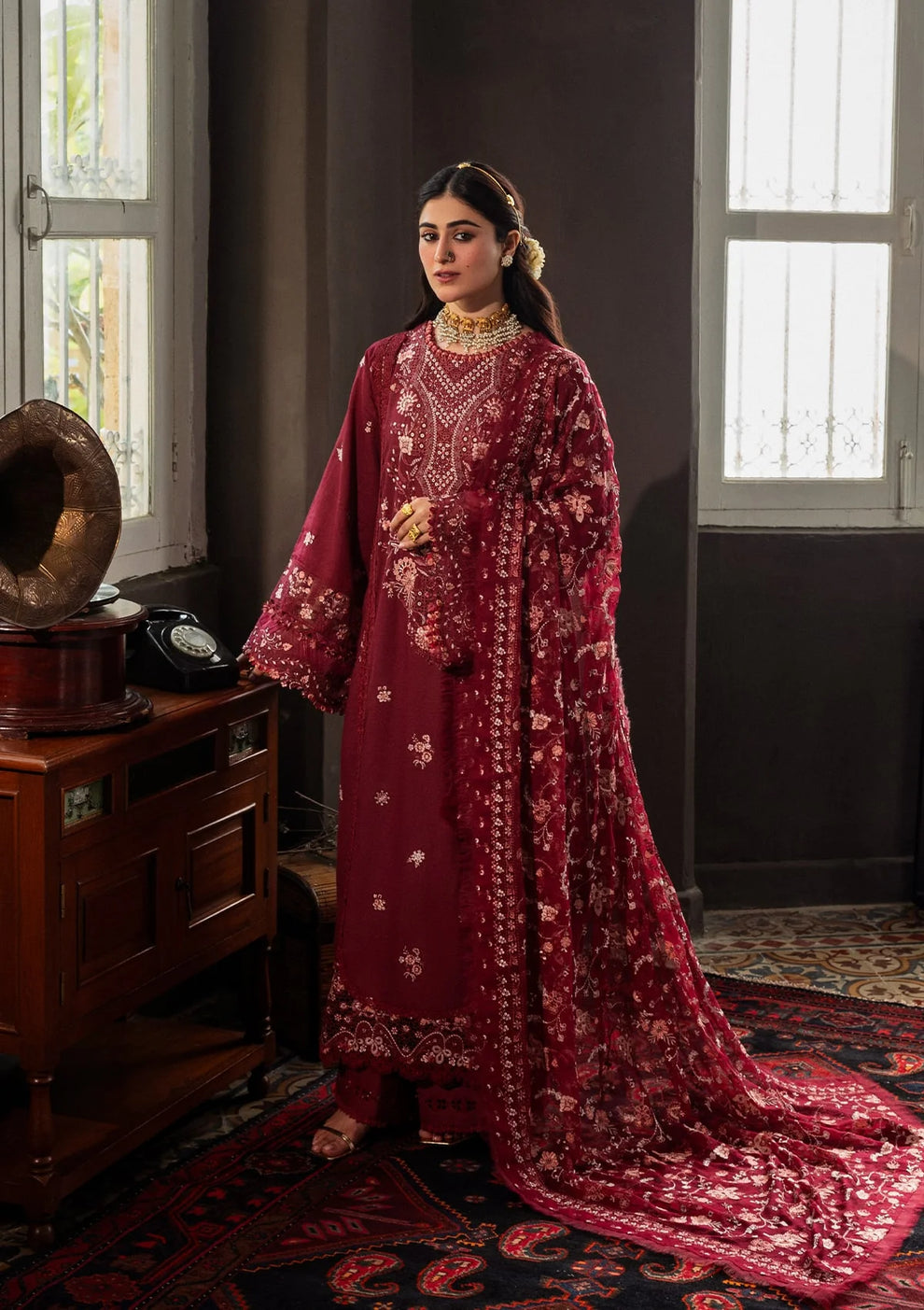 3-PC Unstitched Embroidered Karandi By Kahf Premium | KKH-09 CELESTIAL
