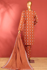 RUST- KPD-03- Khaddar Prints Stitched 3 Piece - Ready To Wear