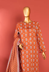 RUST- KPD-03- Khaddar Prints Stitched 3 Piece - Ready To Wear