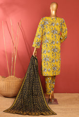 YELLOW - KPD-01 - Khaddar Prints Stitched 3 Piece - Ready To Wear