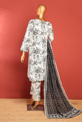 WHITE - KPD-02 - Khaddar Prints Stitched 3 Piece - Ready To Wear