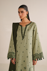 3-PC Unstitched Embroidered Slub Khaddar By Iznik | UE-578