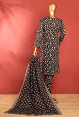 BLACK - KPD-07- Khaddar Prints Stitched 3 Piece - Ready To Wear