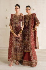 3-PC Unstiched Embroidered Net By Baroque | CH14-07