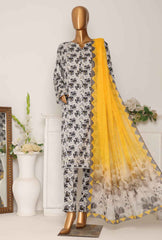 LWP-1069 | 3Pc Unstitched Suit Digital Printed Linen Wintry By Hz Textiles