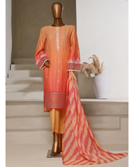 3-PC Stitched Embroidered Digital Printed lawn By Hztextiles | PSJ-028