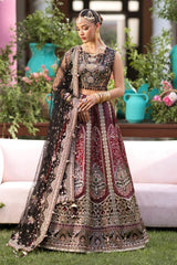 3Pc Suit – Embroidered Printed Raw Silk Unstitched with Net Panels Emara By Nureh