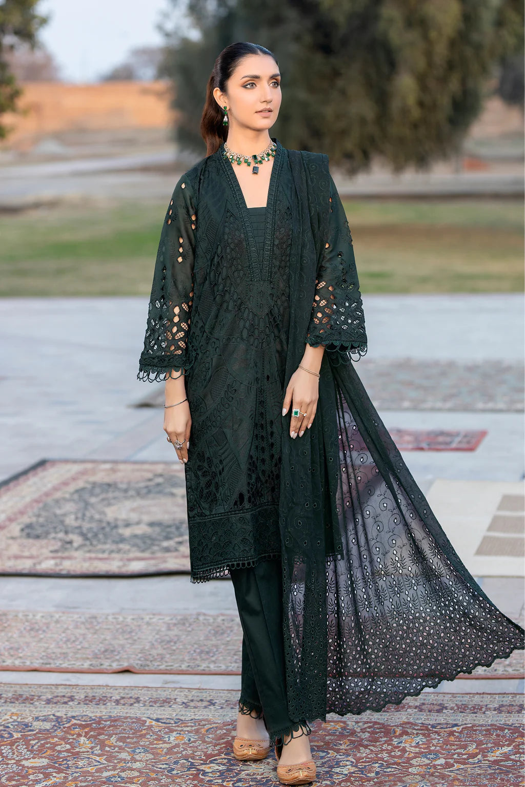 RZ - 154 | 3PC Unstitched Suit Chikankari Lawn Rozeria By Johra