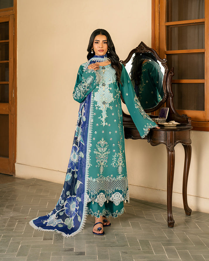 3-PC Unstitched Embroidered Lawn Aashiyana By Roheenaz | RNZ-02A