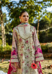 ELK-06B ROSES & WHITES | 3Pc Unstitched Suit Lawn Collection Prints Chikankari By Elaf Premium