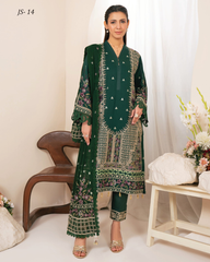 3-PC Unstitched Embroidered Swiss Voil By Johra | JS - 14