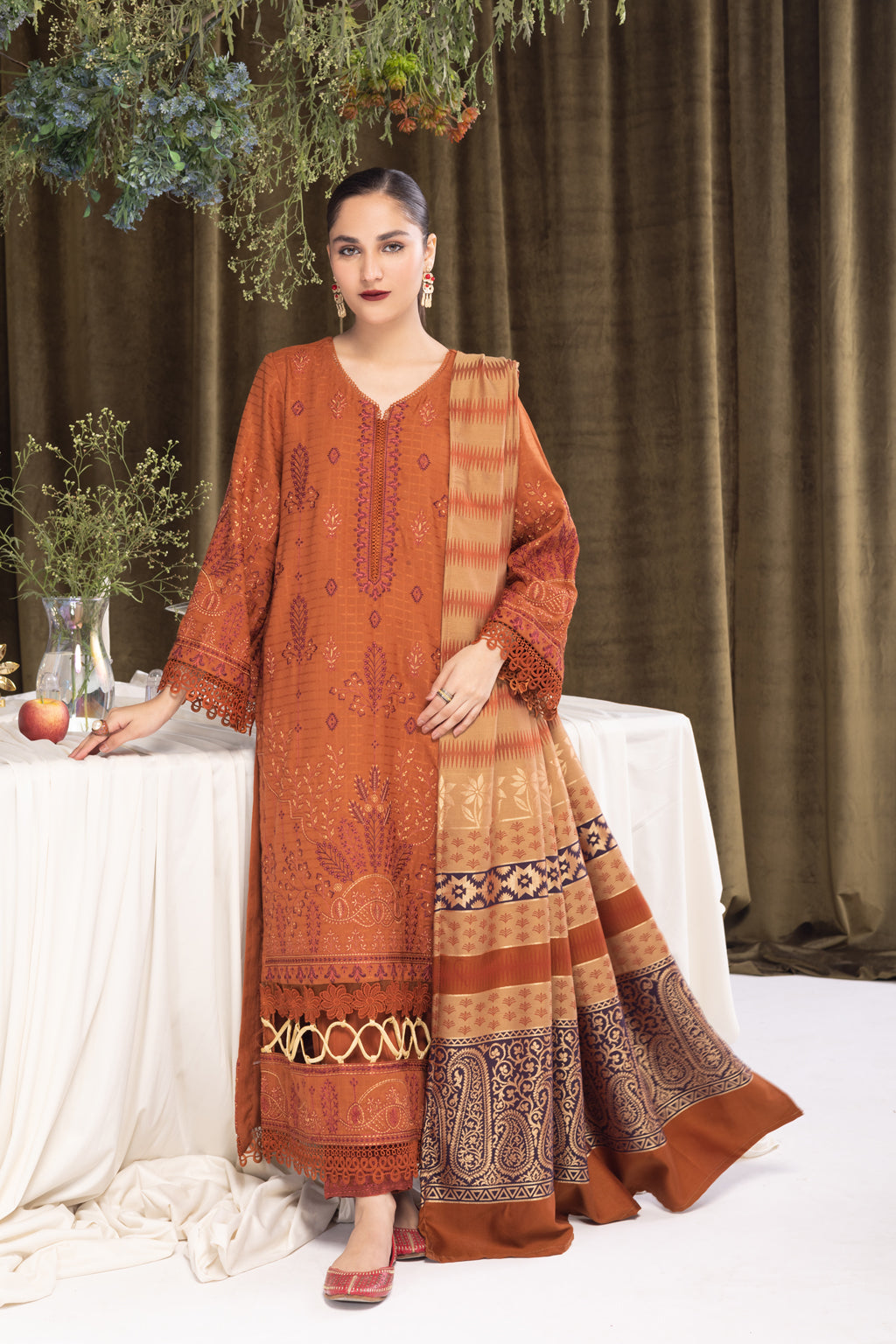 JH-943 | 3 Pc Unstitched Suit Embroidered Winter Collection Aroosh By Johra