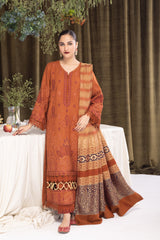 JH-943 | 3 Pc Unstitched Suit Embroidered Winter Collection Aroosh By Johra