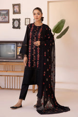 IR-598 | 3PC Unstitched Suit Embroidered Chikankari Lawn Izar By Johra