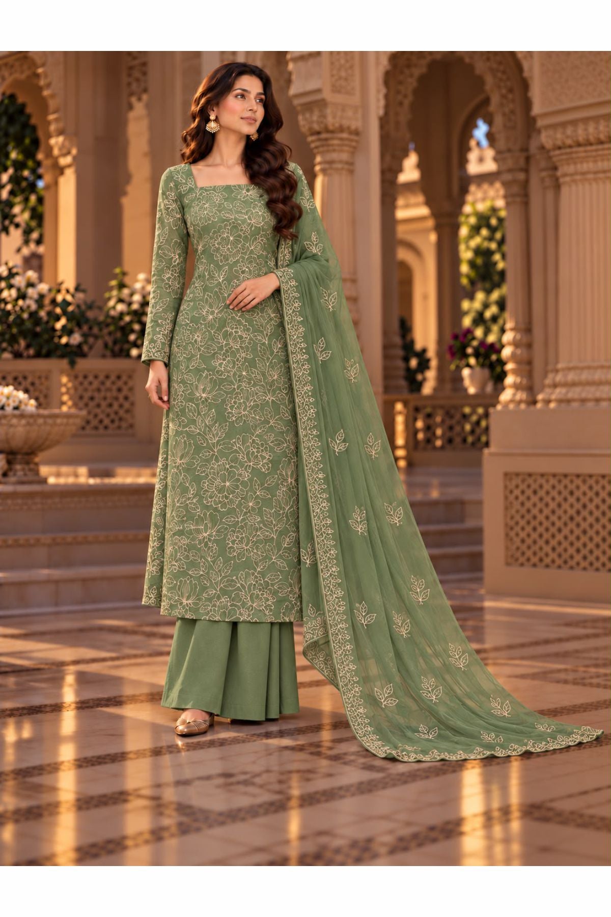 Karandi collection Embroidered chiffon dupatta By Lahore Cloth