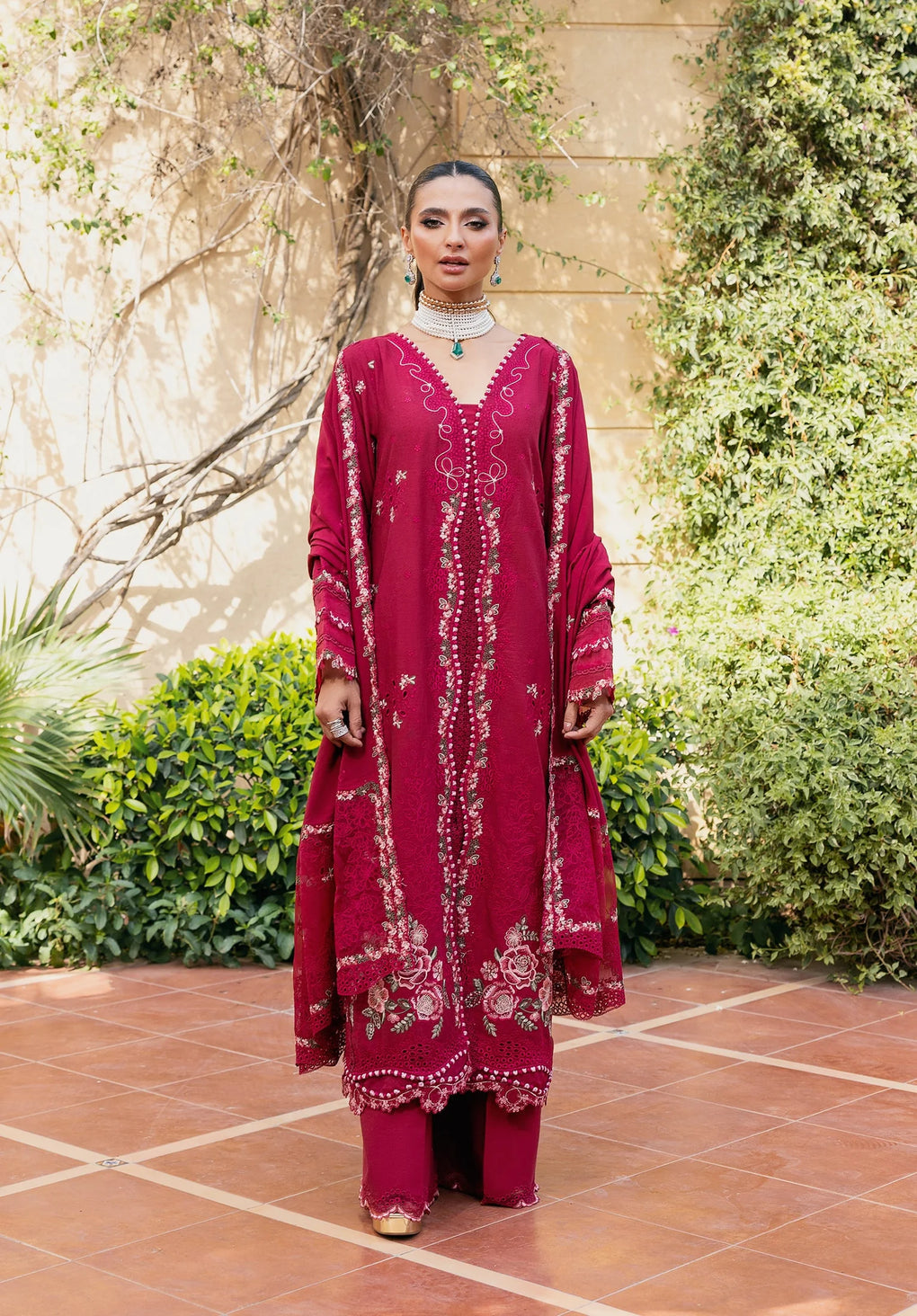 3-PC Unstitched Embroidered Karandi Luxury Winter Collection By Elaf Premium | EWK-6A VELVROSE