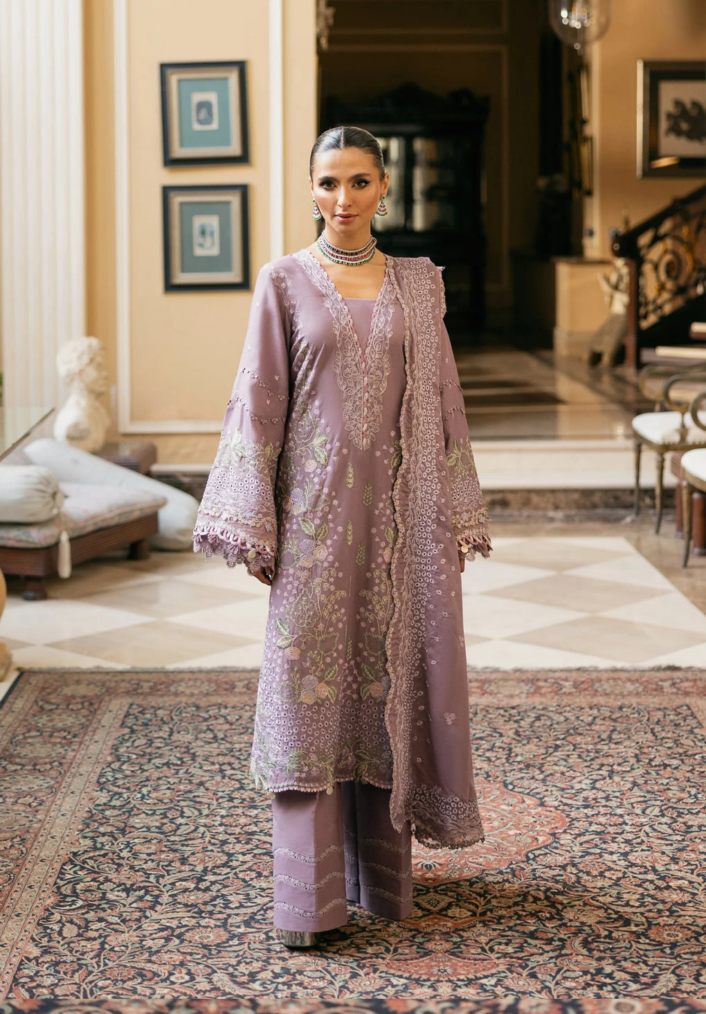 3-PC Unstitched Embroidered Karandi Luxury Winter Collection By Elaf Premium | EWK-1A LILIQUE