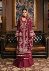 3-PC Unstitched Embroidered Karandi Luxury Winter Collection By Elaf Premium | EWK-4B CRIMSONELLE