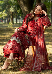 3-PC Unstitched DIgital Printed Chikankari Lawn By Elaf Premium | ERC-1B