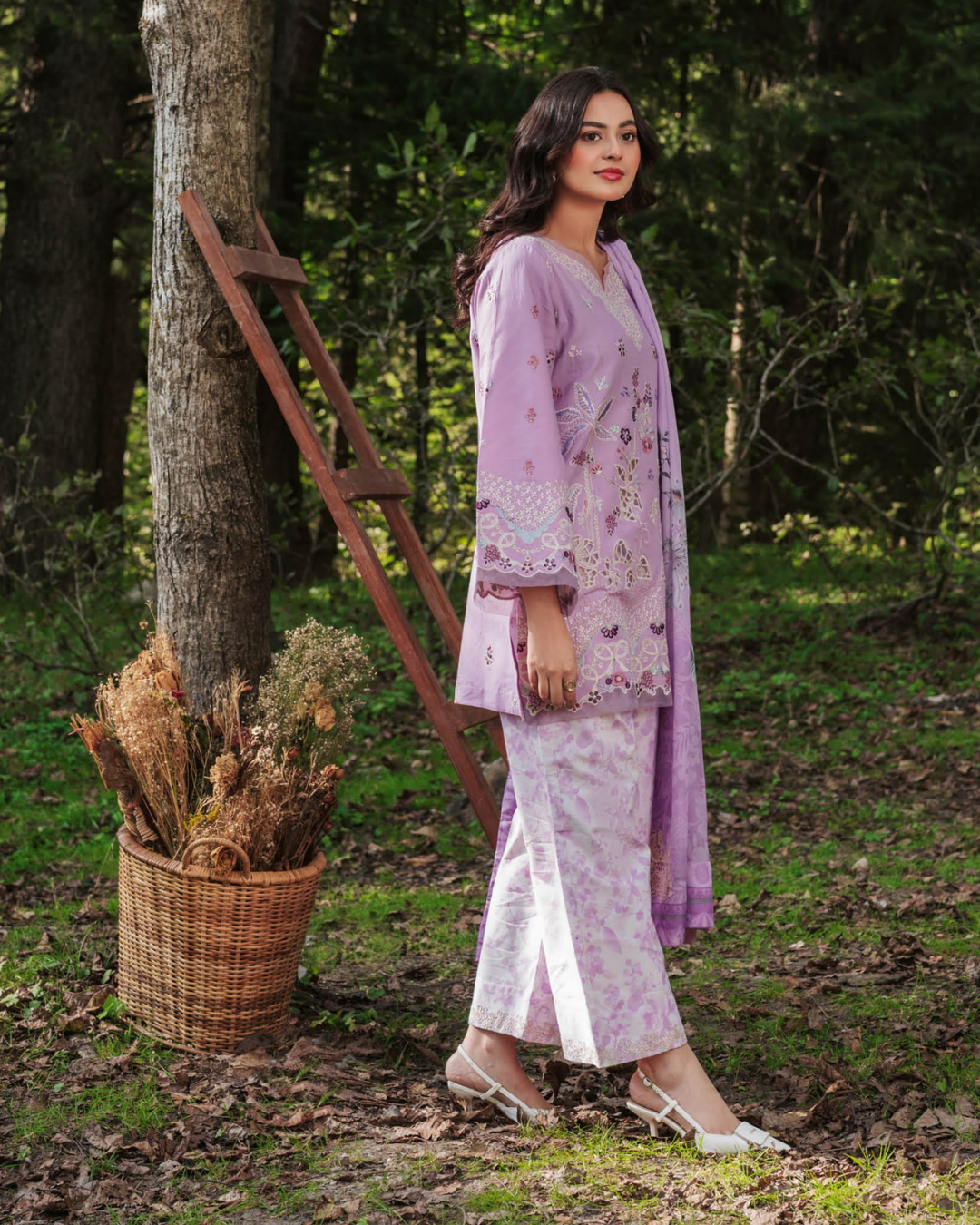 3-PC Unstitched Embroidered Lawn Silent Pine Tale By Afsanah | AL-104