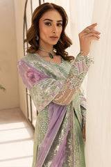 3-PC Unstitched Embroidered LU'ZELLA By Farasha | Sage Luxe
