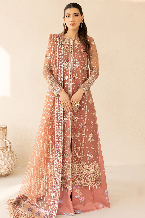 3-PC Unstitched Embroidered LU'ZELLA By Farasha | Vintage Rose