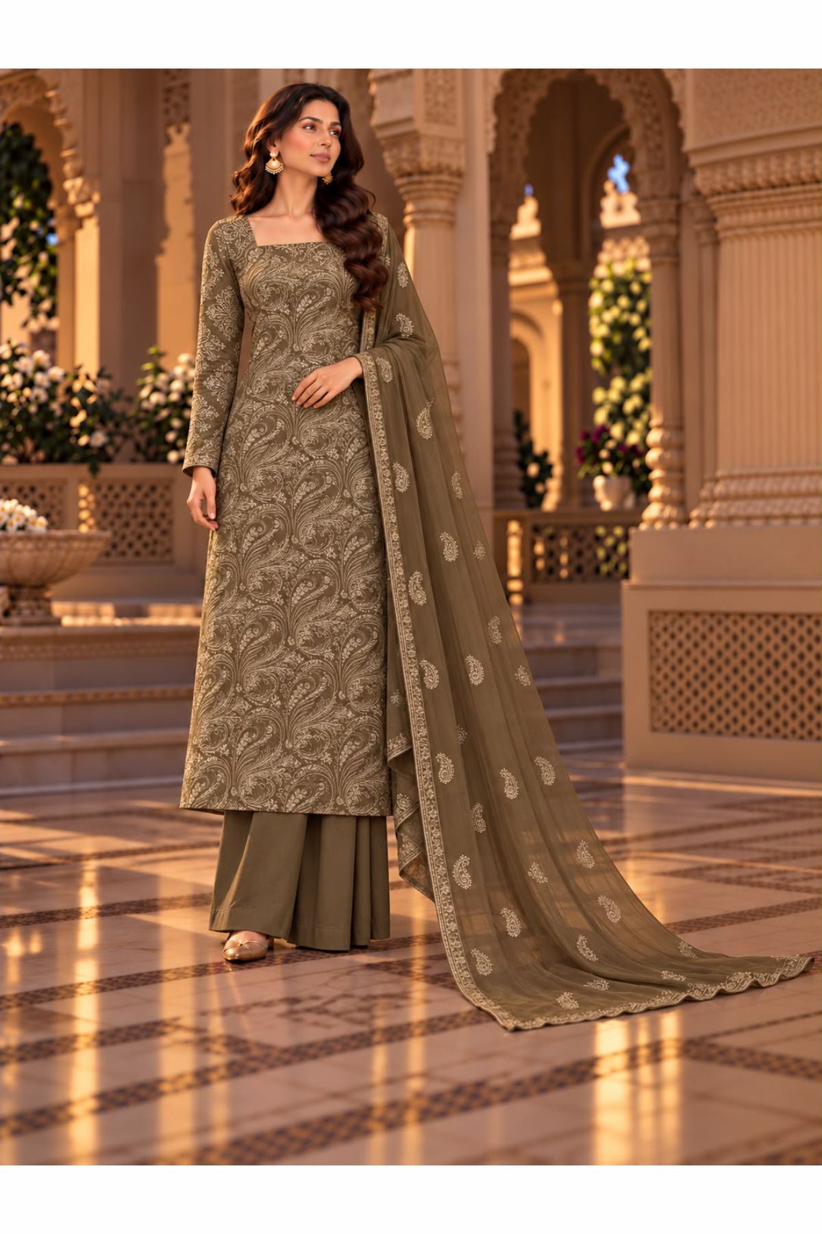 Karandi collection Embroidered chiffon dupatta By Lahore Cloth