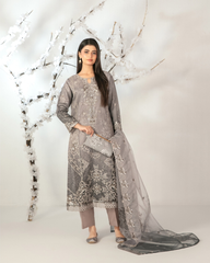 3-PC Semi-Stitched Embroidered Organza Ishq By Tawakkal Fabrics | D-5134